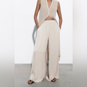 NWT ZARA FLOWING WIDE LEG TROUSER